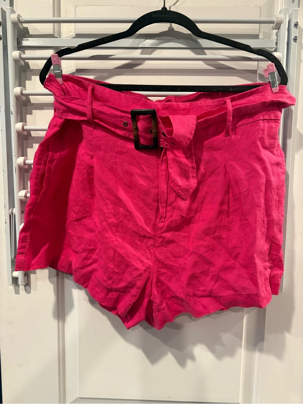 Christian Siriano Hot Pink High-Waist Belted Shorts
